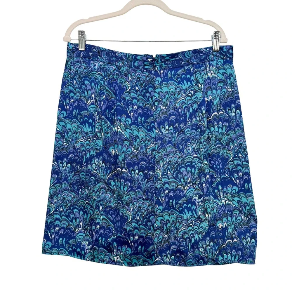 Michael Michael Kors Blue Swirl‎ Print Draped Mini Skirt Size 14